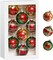 Christmas Colorful Glass Balls Decoration 9pc 2.65in (Red Gold Green Floral)